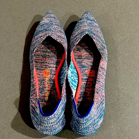 Rothy's Shoes - Rothy's Point flats in Pink and Blue - Preowned